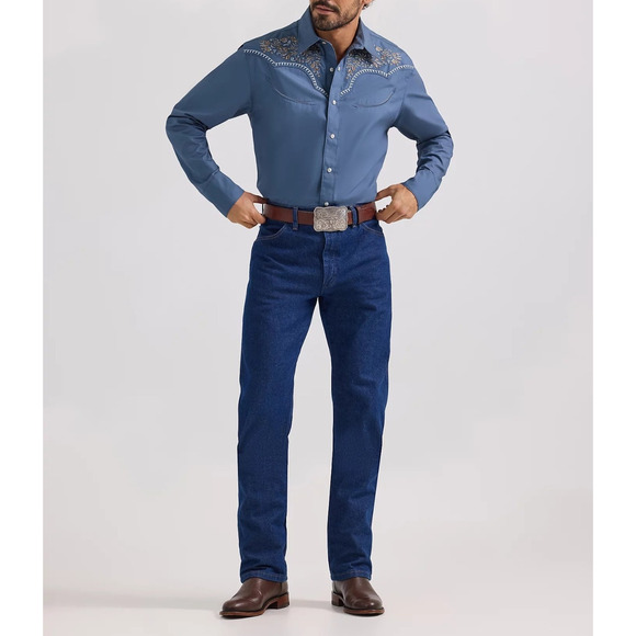 Wrangler Rodeo Ben Western Snap Shirt Blue 112360119 Sz. L NWT - Picture 4 of 8